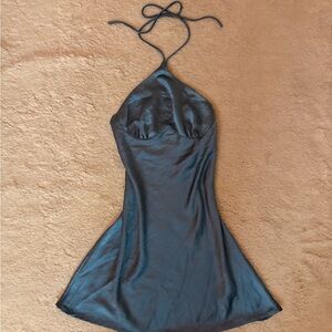 White Fox Boutique Blue Halter Satin Dress